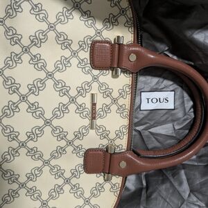 TOUS Cream and Brown Signature Pattern Satchel